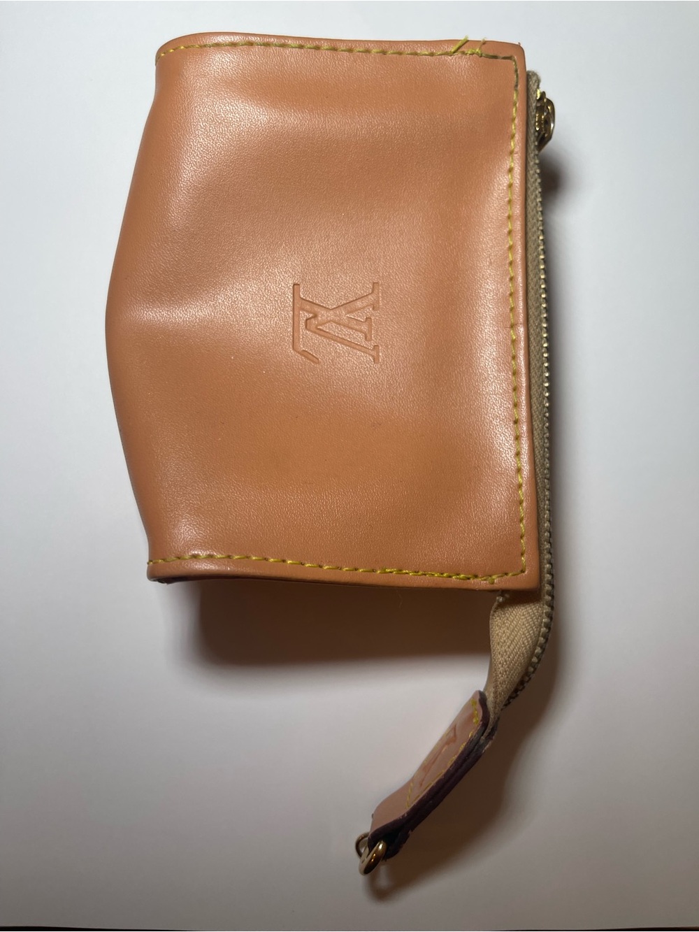 Louis Vuitton Peach Leather Zip Coin Pouch